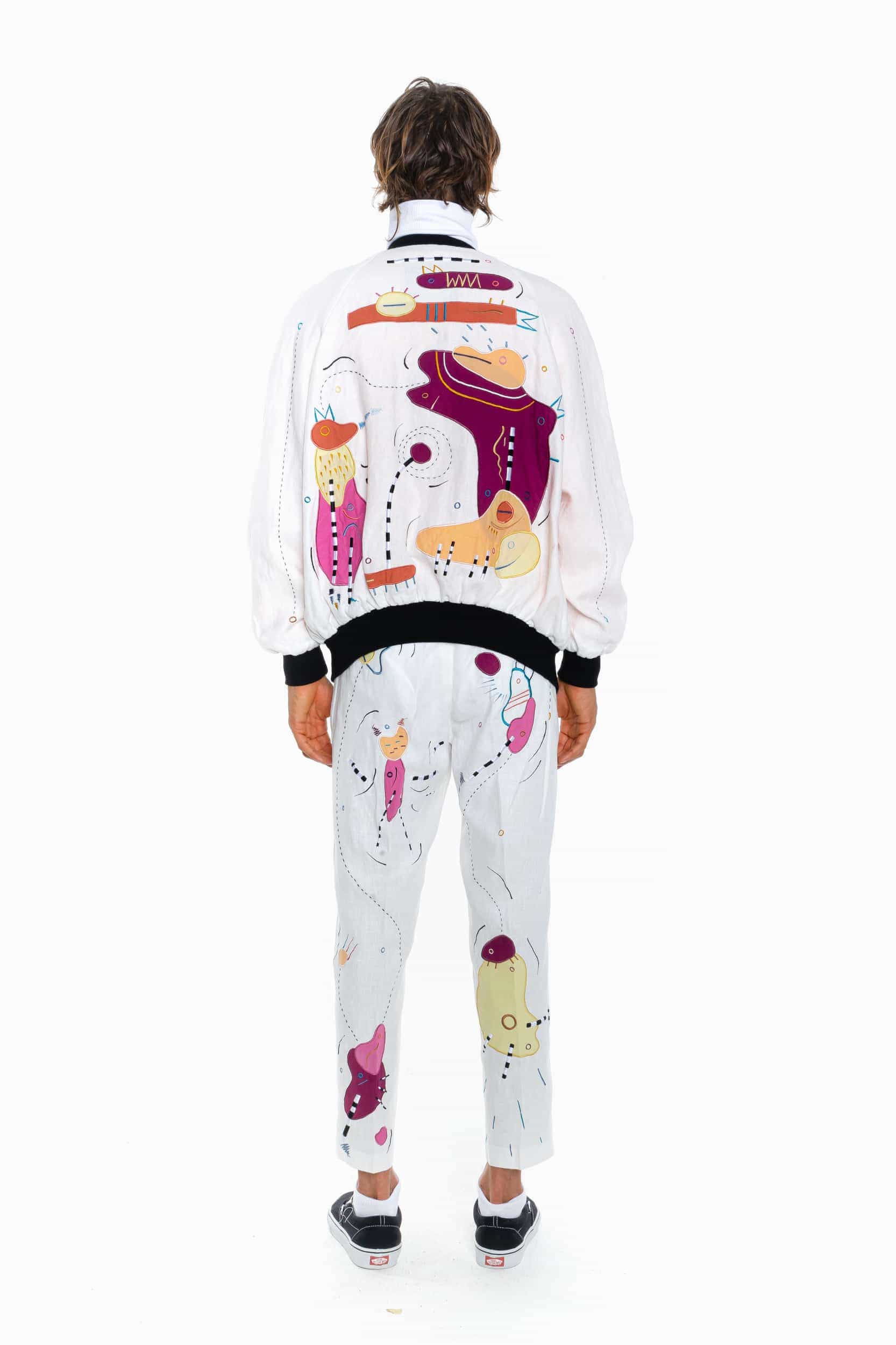 WHITE LIES, BRIGHT LINEN Unisex Bomber Jacket