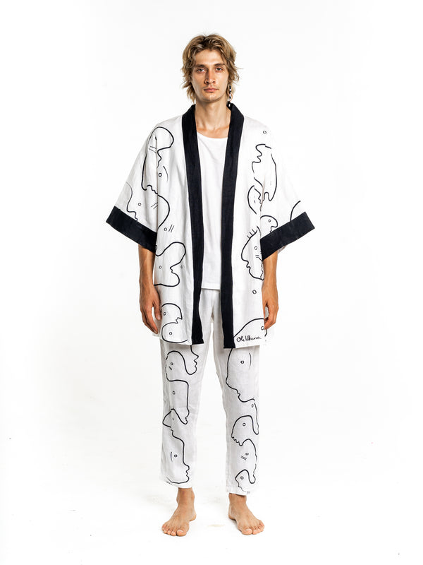 WHITE WORMHOLE Modular Unisex Kimono Set