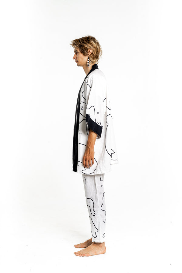 WHITE WORMHOLE Modular Unisex Kimono Set