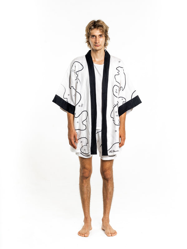 WHITE WORMHOLE Modular Unisex Kimono Set