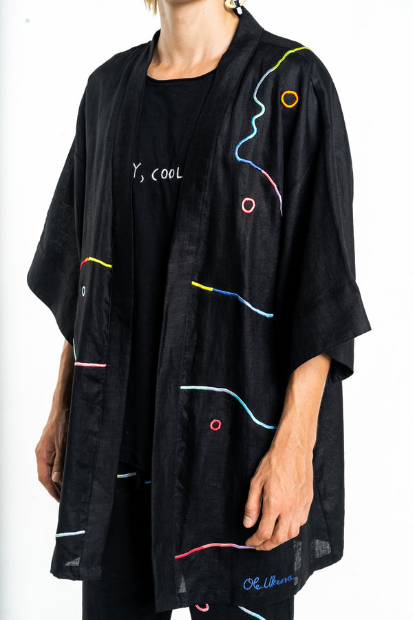 BLACK RAINBOW Modular Unisex Kimono Set