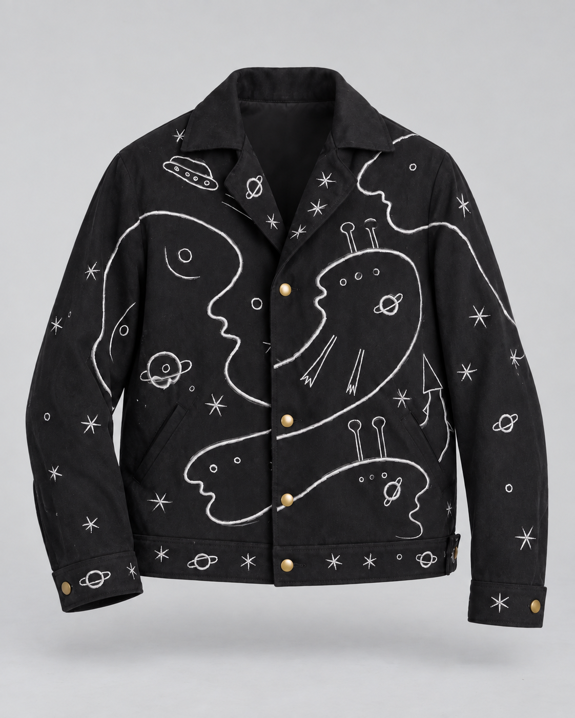 SPACE COOKIE reversible artist jacket, product-only review image on linen grey