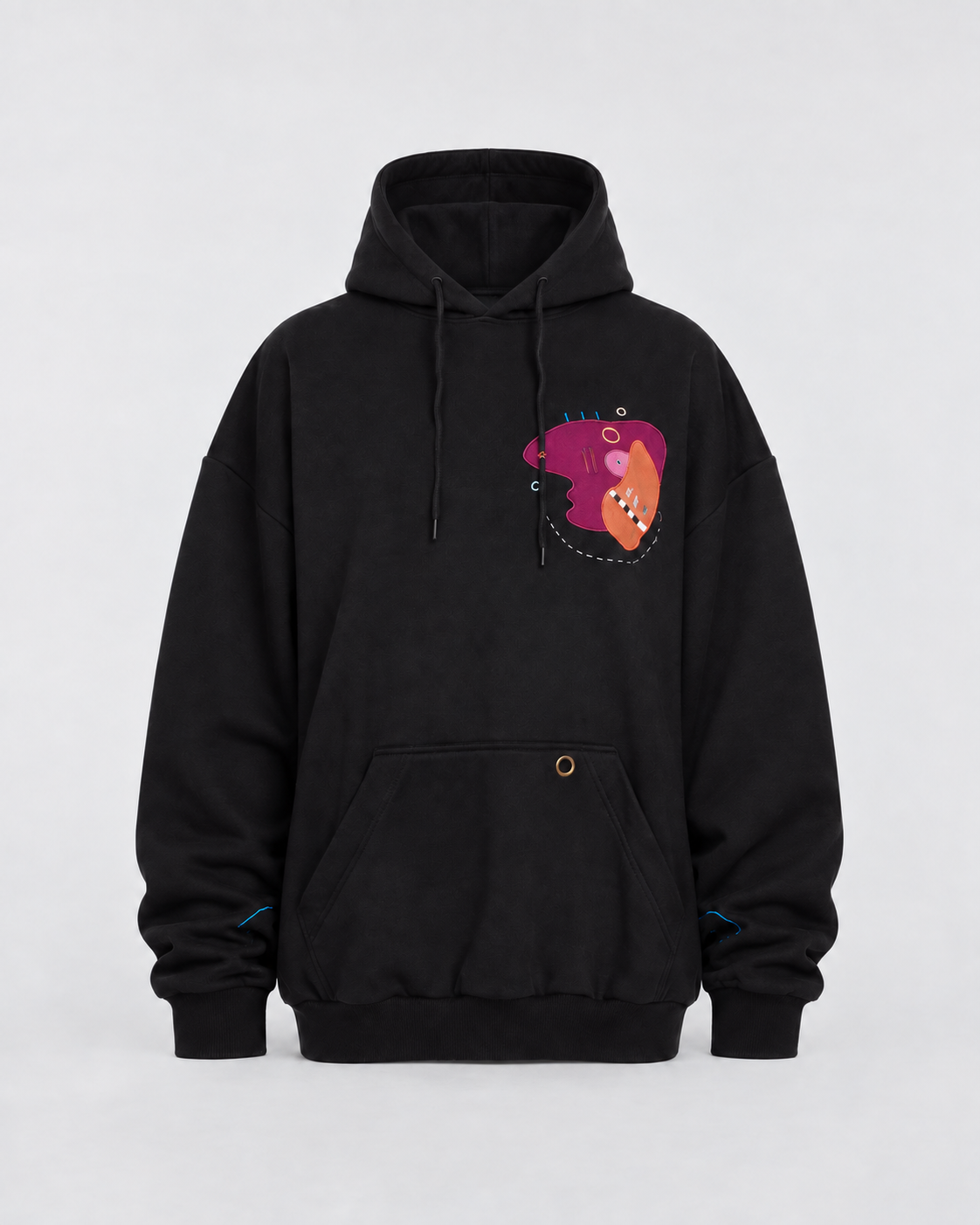 BLACK CANDY hoodie, product-only front view on linen grey