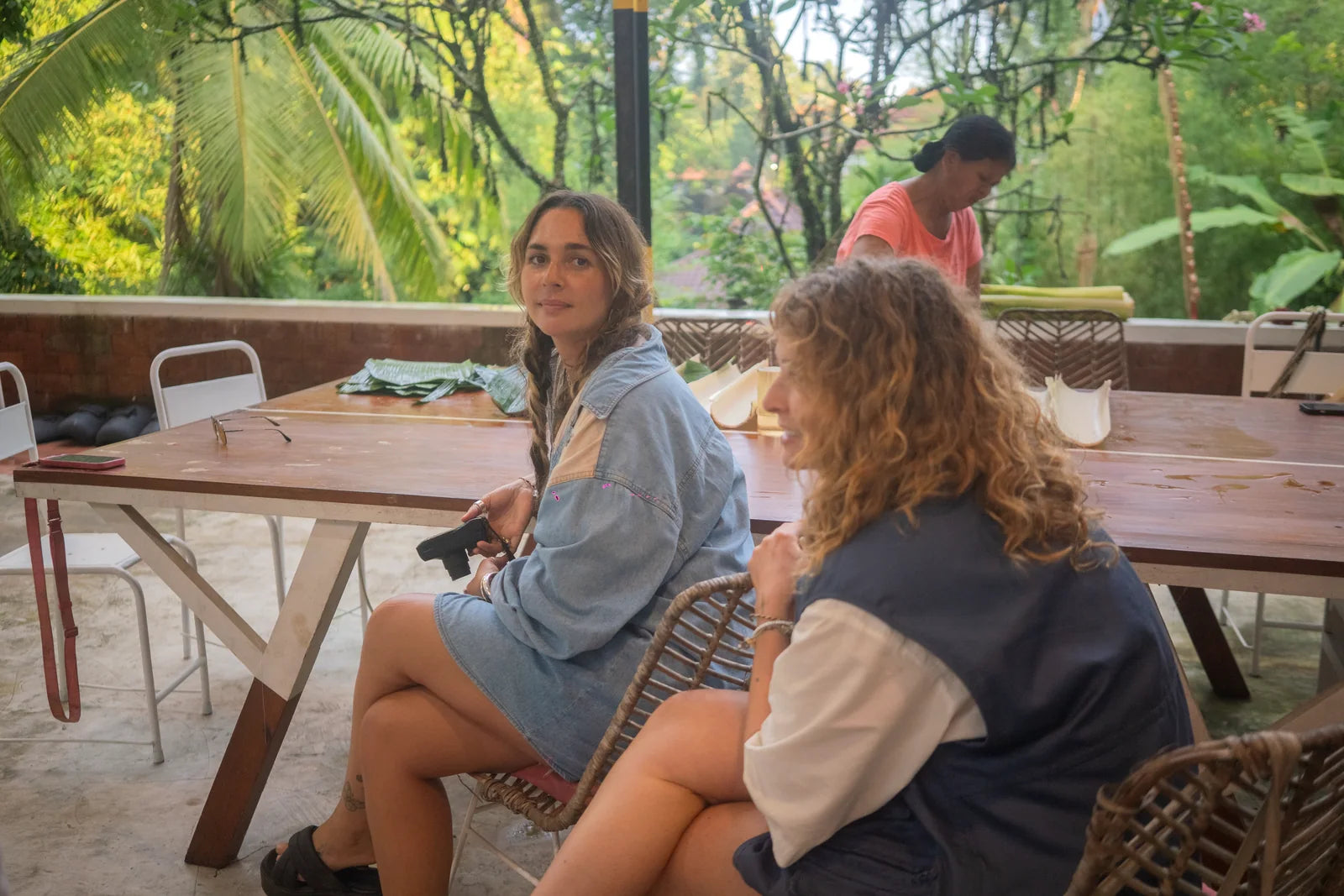 Guests resting and talking on the terrace
