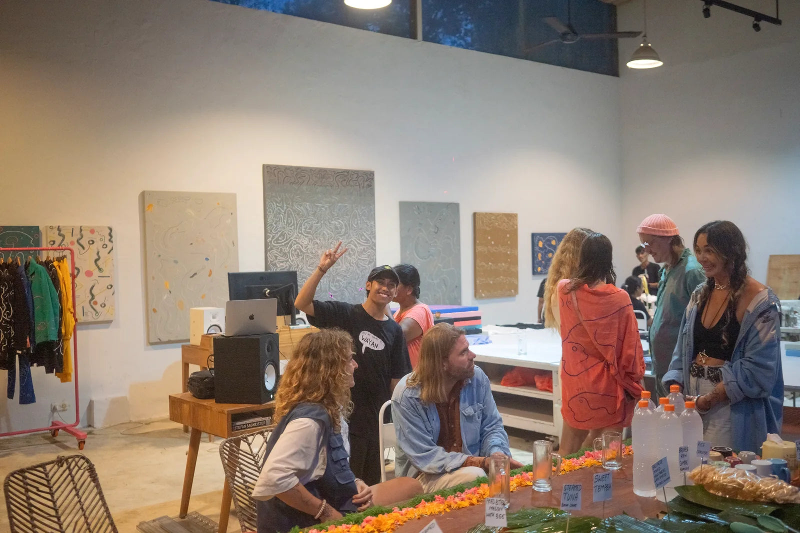 The open studio filling as evening begins