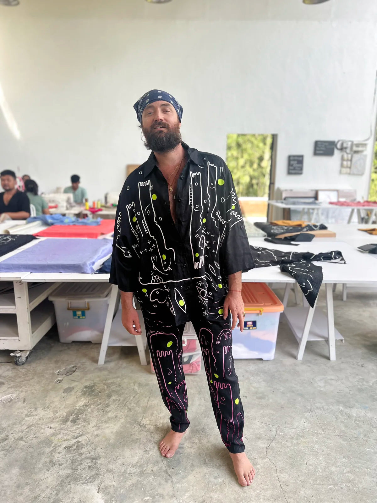 Ole in a black embroidered UKENA set in the studio
