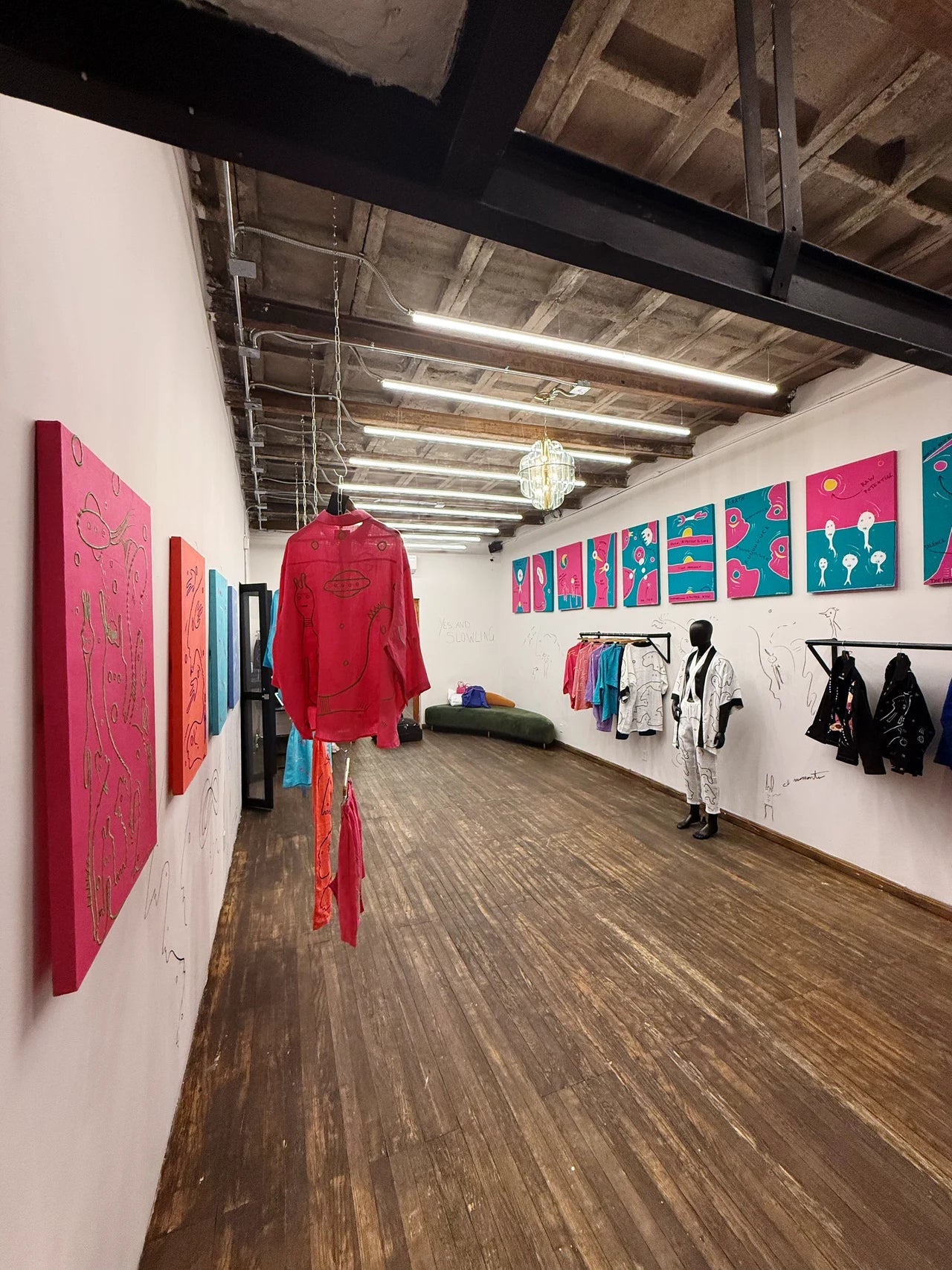 The YES AND exhibition on the upper floor of IKAL Men