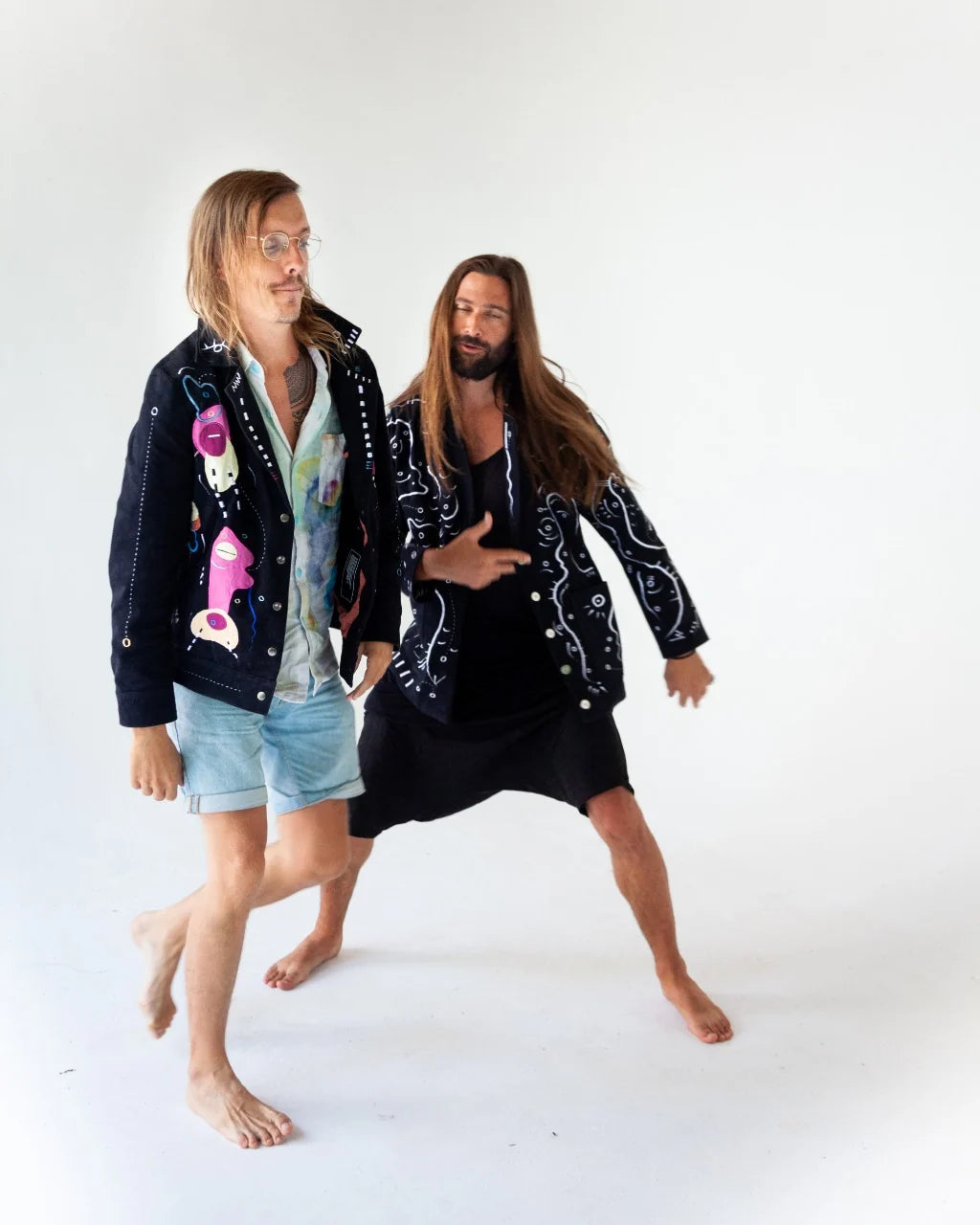 Jessey Cinis and Ole wearing related UKENA jackets in Bali