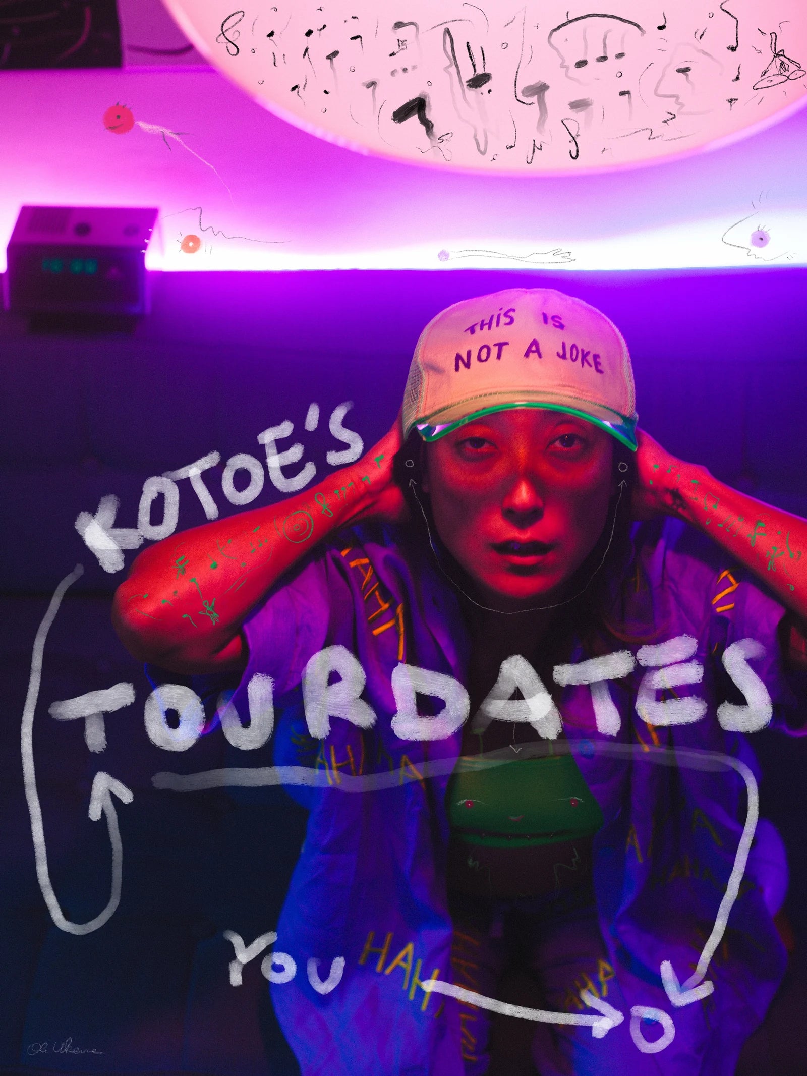KOTOE portrait with handwritten tour dates lettering