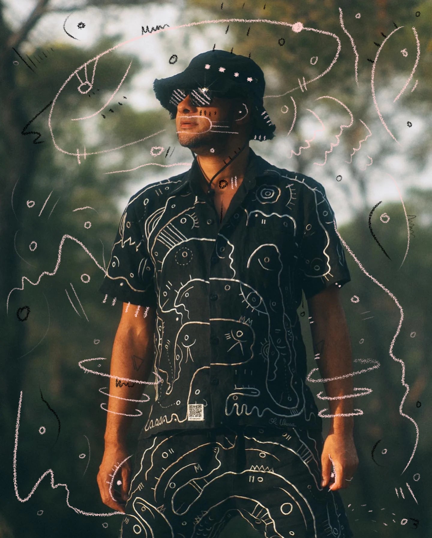 George Evelyn wearing UKENA in a Nightmares on Wax portrait